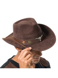 BROWN SUEDE EFFECT COWBOY HAT ONE SIZE