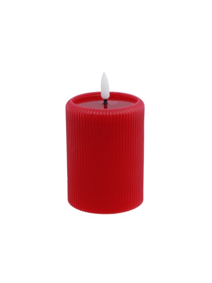 LED STRIPED RED WAX CANDLE MELTING EFFECT WITH TIMER DIA 7.5CM X 10CM