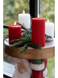 LED STRIPED RED WAX CANDLE MELTING EFFECT WITH TIMER DIA 7.5CM X 10CM