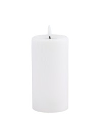 LED STRIPED WHITE WAX CANDLE MELTING EFFECT WITH TIMER DIA 7.5CM X 15CM