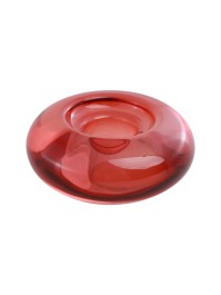 KERZENHALTER GLAS RUND ROT DIA 7.6CM X 3.3CM
