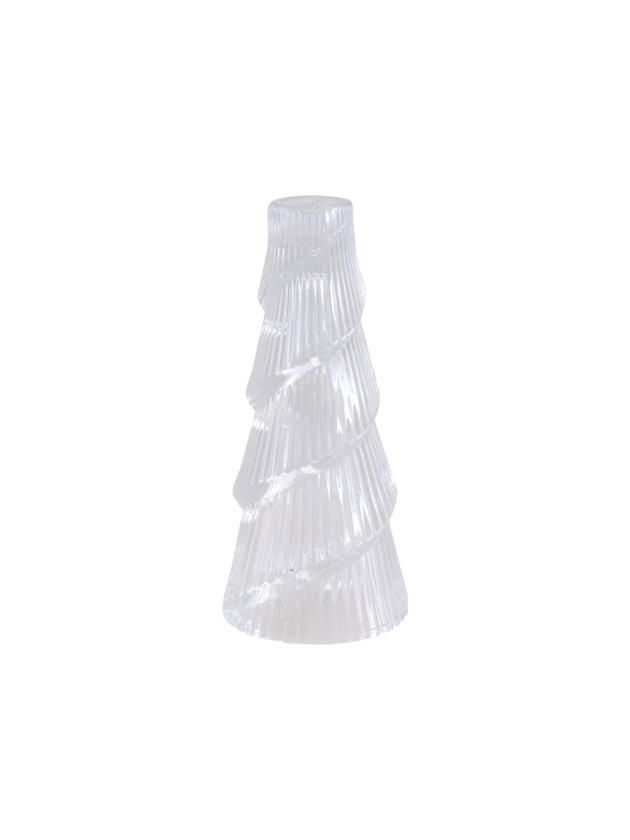 BOUGEOIR VERRE SAPIN TRANSPARENT DIA 7.8CM X 17.8CM