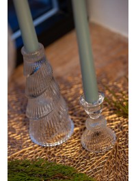 BOUGEOIR VERRE SAPIN TRANSPARENT DIA 7.8CM X 17.8CM