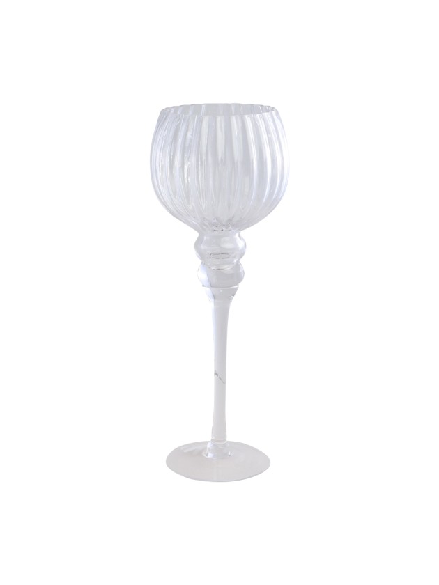 PORTE BOUGIE VERRE CALICE TRANSPARENT DIA 13CM X 35CM