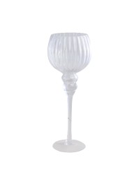 PORTE BOUGIE VERRE CALICE TRANSPARENT DIA 13CM X 35CM