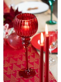 KERZENHALTER GLAS KELCH ROT DIA 13CM X 35CM
