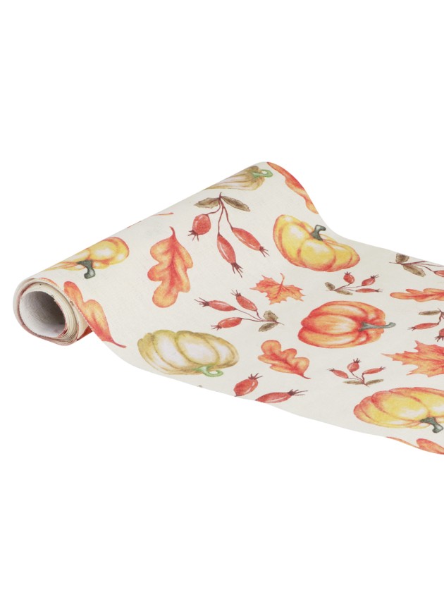CHEMIN DE TABLE TISSU VINTAGE AUTOMNE 28CM X 3M