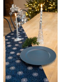 CHEMIN DE TABLE FROSTY NIGHT BLEU CELESTE / PLATINE 28CM X 3M