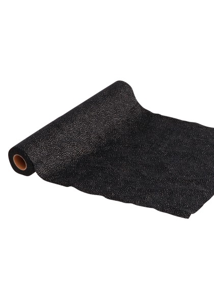 CHEMIN DE TABLE SNOW DUST NOIR 28CM X 3M