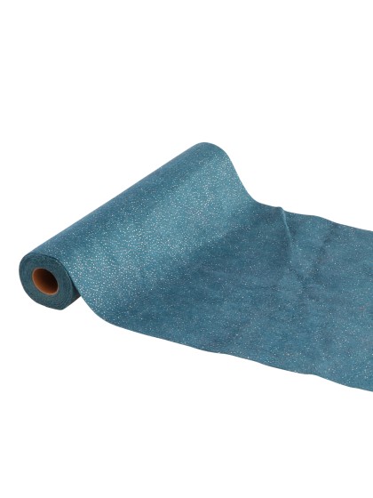CHEMIN DE TABLE SNOW DUST BLEU CELESTE 28CM X 3M