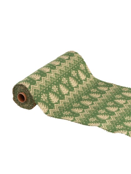CHEMIN DE TABLE SANTA WOOL OLIVE/BEIGE 27CM X 2.5M