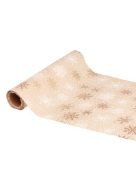 WHITE/GOLD SNOW MIST TABLE RUNNER 28CM X 3M