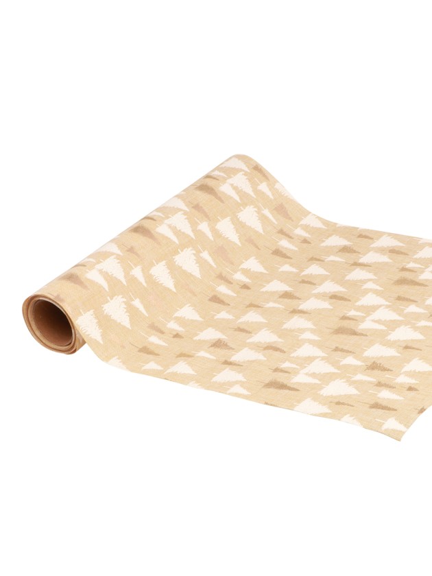 CHEMIN DE TABLE TREE GROVE BLANC/OR 28CM X 3M