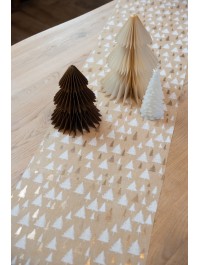 CHEMIN DE TABLE TREE GROVE BLANC/OR 28CM X 3M