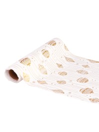 CHEMIN DE TABLE XMAS ORNAMENTS BLANC/OR 28CM X 3M
