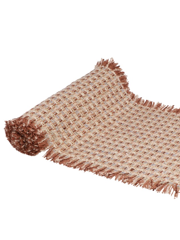 CHEMIN DE TABLE XMAS TWEED CAMEL/CREME FIL CUIVRE METAL 30CM X 3M