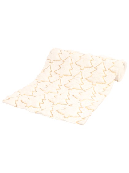 CHEMIN DE TABLE MY COZY TREE SEQUINS OR BLANC 28CM X 3M