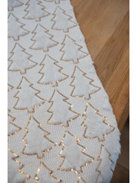 CHEMIN DE TABLE MY COZY TREE SEQUINS OR BLANC 28CM X 3M