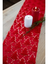 CHEMIN DE TABLE MY COZY TREE SEQUINS OR ROUGE 28CM X 3M