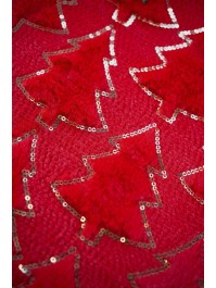 CHEMIN DE TABLE MY COZY TREE SEQUINS OR ROUGE 28CM X 3M