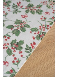 TISCHLÄUFER SAMT WEISS MISTLETOE GOLD 28CM X 3M