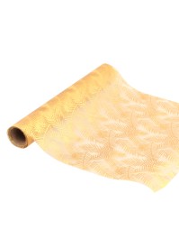 CHEMIN DE TABLE ORGANZA FEUILLAGES OR 28CM X 3M