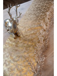 CHEMIN DE TABLE ORGANZA FEUILLAGES OR 28CM X 3M