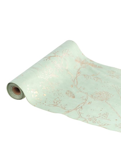 PRINTED GOLDEN NATURE THORN VELVET TABLE RUNNER 28CM X 3M