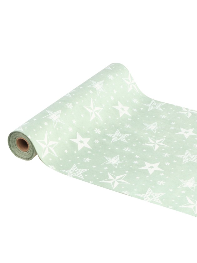 PRINTED WHITE WINTER NIGHT THORN VELVET TABLE RUNNER 28CMX 3M