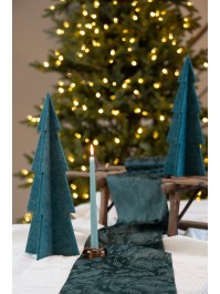 GREEN / LIGHT GREEN PINE CONE VELVET TABLE RUNNER 28CM X 3M
