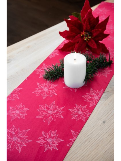 CHEMIN DE TABLE VELOURS POINSETTIA ROUGE/ROUGE CLAIR 28CM X 3M