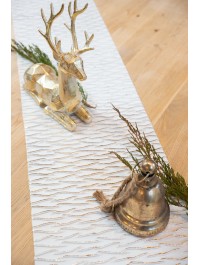 TISCHLÄUFER SAMT FRINGE BLANC/OR 28CM X 3M