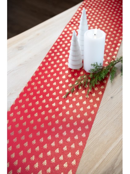 CHEMIN DE TABLE XMAS FAIRY REVERSIBLE ROUGE/OR 28CM X 3M