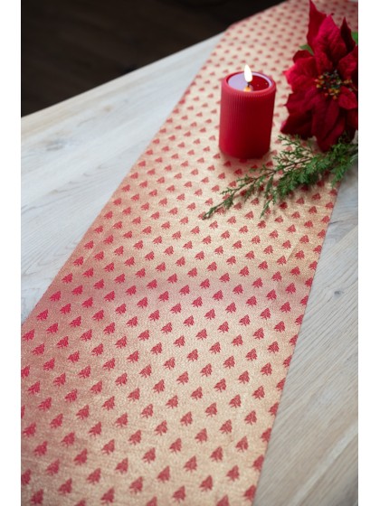 CHEMIN DE TABLE XMAS FAIRY REVERSIBLE ROUGE/OR 28CM X 3M
