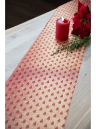 RED/GOLD REVERSIBLE XMAS FAIRY TABLE RUNNER 28CM X 3M