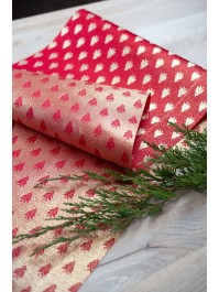 RED/GOLD REVERSIBLE XMAS FAIRY TABLE RUNNER 28CM X 3M