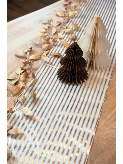 TISCHLÄUFER SAMT XMAS BEAM BLANC/OR 28CM X 3M