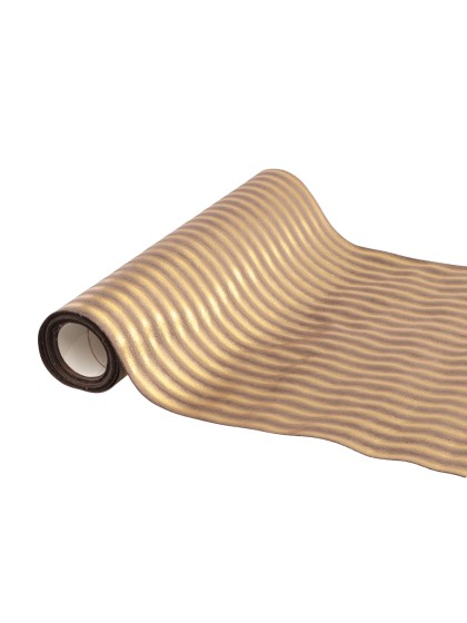 CHEMIN DE TABLE VELOURS XMAS BEAM PLAID/OR 28CM X 3M