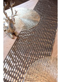 CHEMIN DE TABLE VELOURS XMAS BEAM PLAID/OR 28CM X 3M