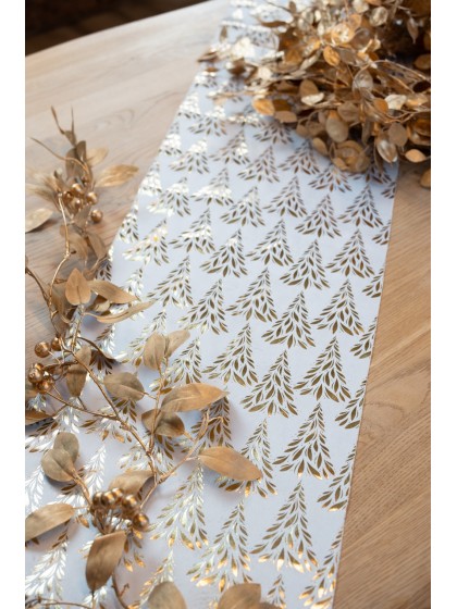 TISCHLÄUFER SAMT TREE SYMPHONY BLANC/OR 28CM X 3M