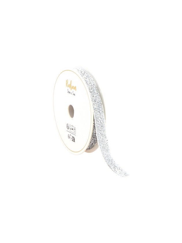 SILVER GLITTER RIBBON 10MM X 3M