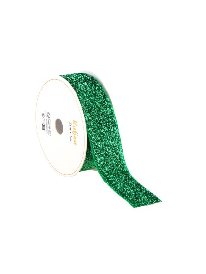 GREEN GLITTER RIBBON 25MM X 3M