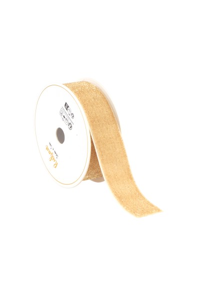 CREAM SPARKLE VELVET RIBBON 25MM X 3M