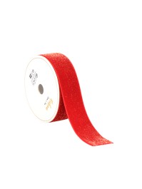 RED SPARKLE VELVET RIBBON 25MM X 3M