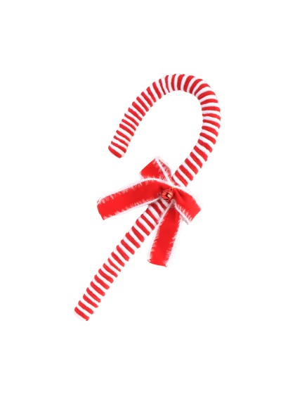 CANDY CANE FOURRURE AV NOEUD ET GRELOT CANDY STRIPES 15CM X 3CM X 42CM