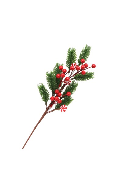 STIEL DEKOÄSTE BEEREN ROT PM CANDY STRIPES 12CM X 5CM X 40CM