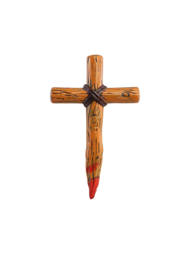 PIEU CROIX PLASTIQUE ENSANGLANTE 18CM X 5CM X 30CM