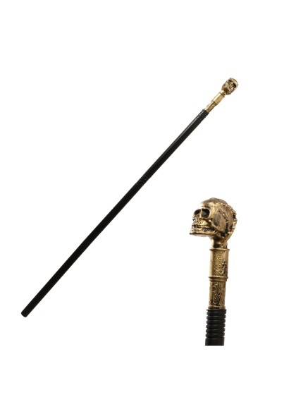 GOLD SKULL WALKING CANE TO ASSEMBLE 107CM