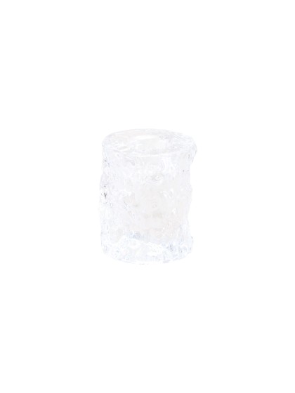 PORTE BOUGIE FLAMBEAU EFFET GIVRE TRANSPARENT DIA 5CM X 6CM