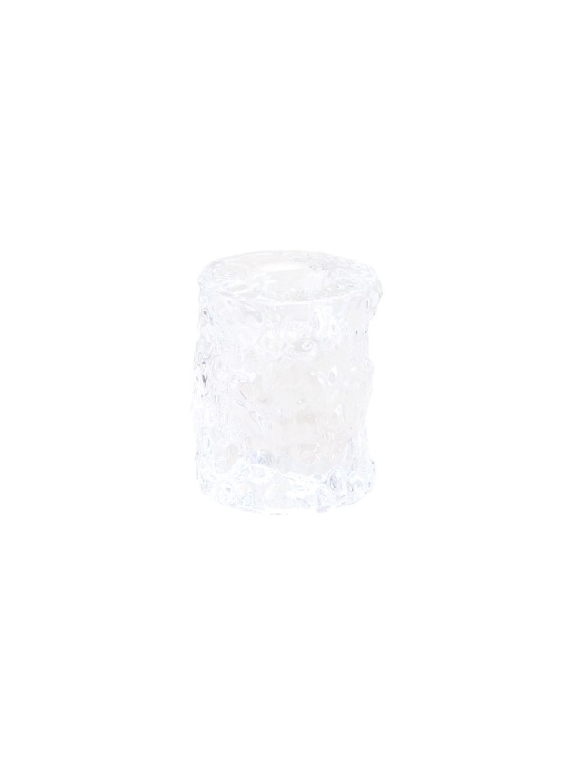 PORTE BOUGIE FLAMBEAU EFFET GIVRE TRANSPARENT DIA 5CM X 6CM
